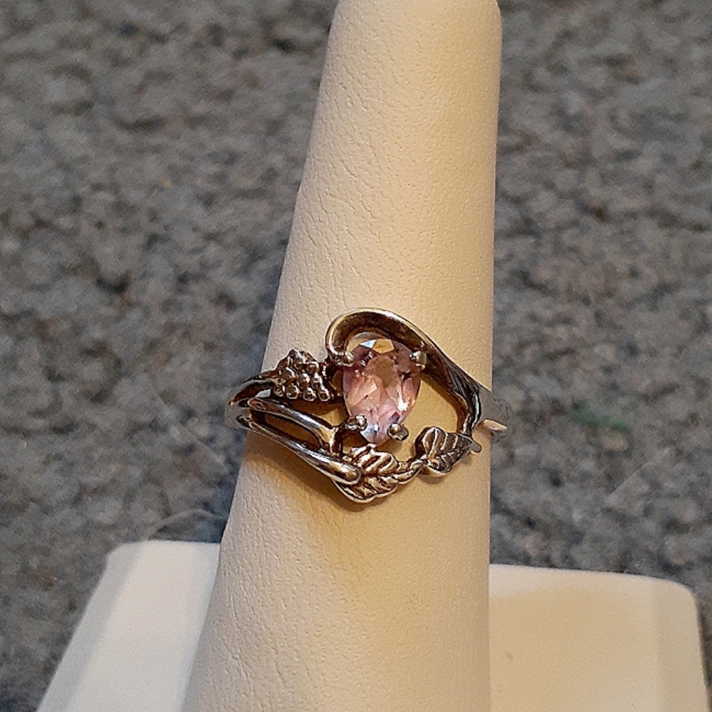 Vintage pear shaped amethyst sterling ring size 8